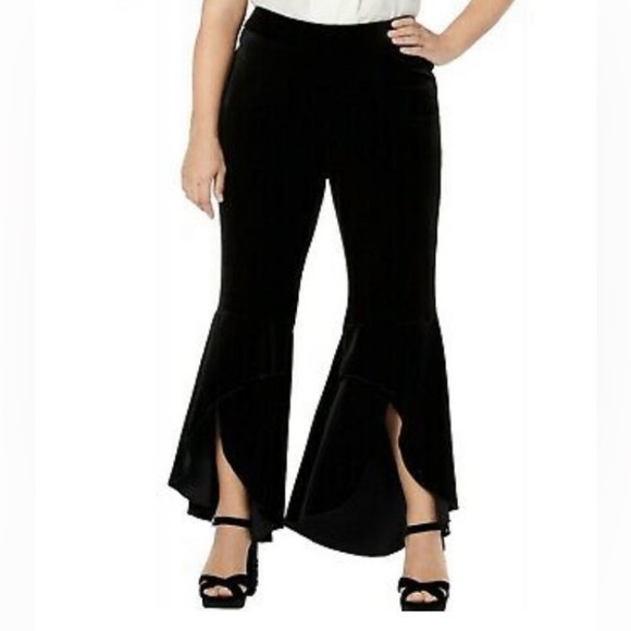 INC International Concepts Pants - NWT Womens Plus size 20W INC deep black Tulip Flare Slit Dress Pants Slacks